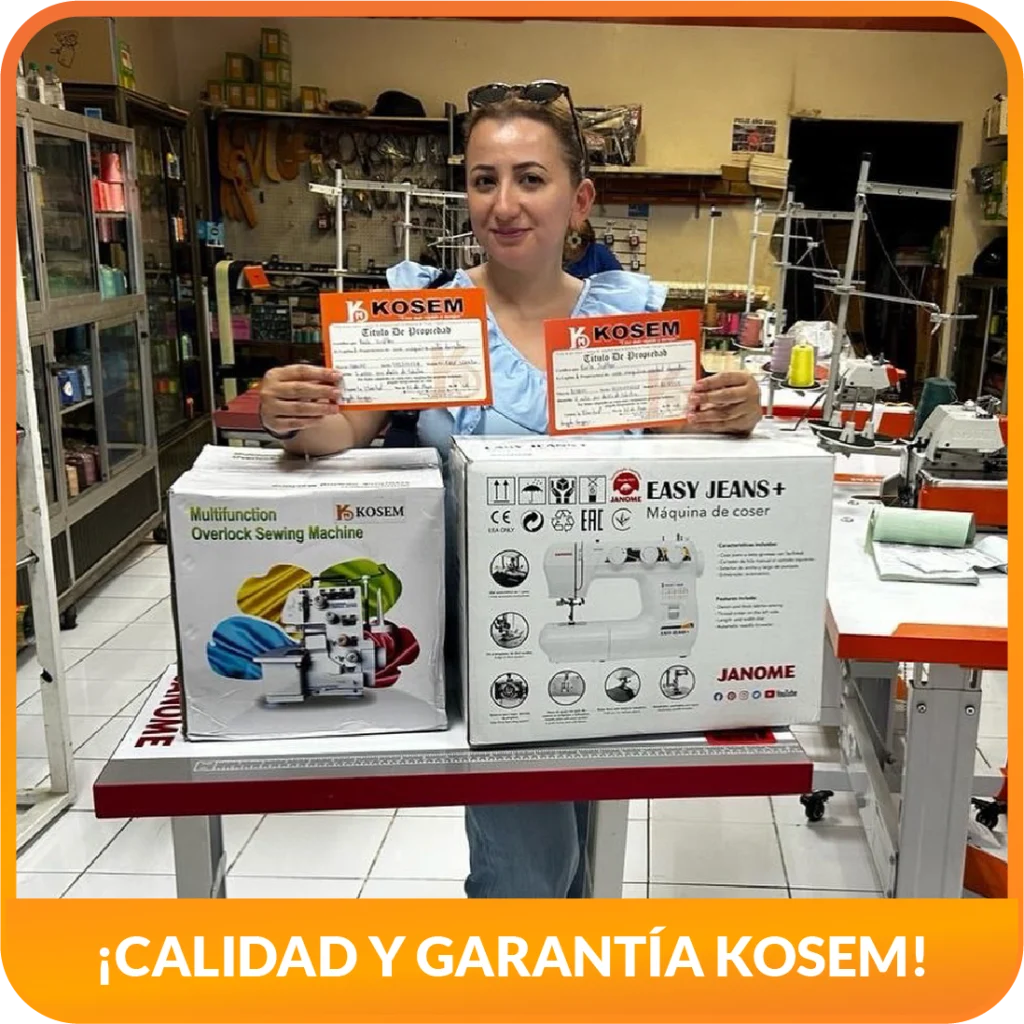 Cliente feliz con su máquina de coser Janome adquirida en KOSEM Ecuador